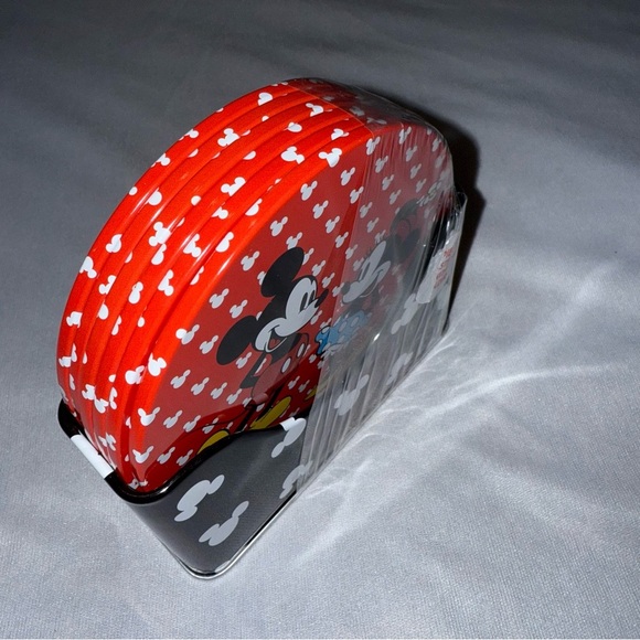 Disney Mickey & Friends 6 Piece Coaster Set Mickey Minnie Mouse Black White Red - Picture 5 of 9